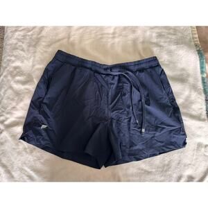 Fabletics Athletic Drawstring Shorts Zip Pockets elastic waist Navy Activewear